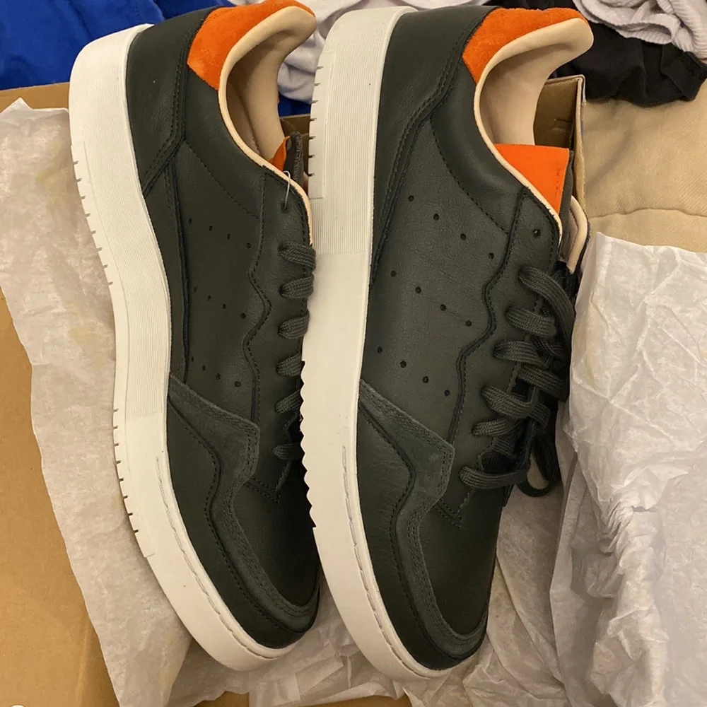 Adidas Supercourt Legend Earth Dark Green Orange EF9182 Tennis Sneaker - Picture 9 of 15